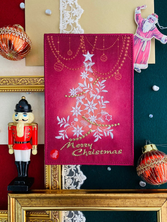 刺しゅうで作った　うれしっしゅのクリスマスカード　クリスマスツリー編 4枚目の画像