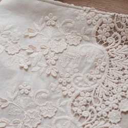 Flower lace × cotton linen　フラワーレースBAG・立体レース・3Ｄレース 3枚目の画像