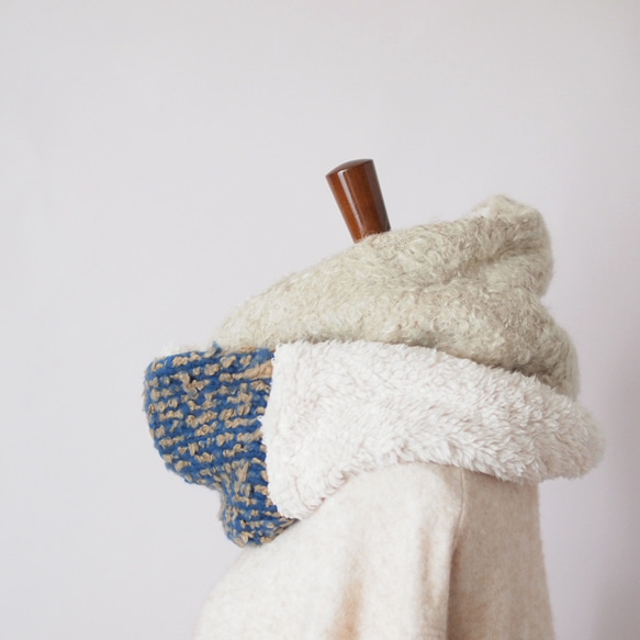 【受注製作】ループツイードとくるくるモヘアのスヌード（1重ねじりタイプ）・ボア・ニット 4枚目の画像