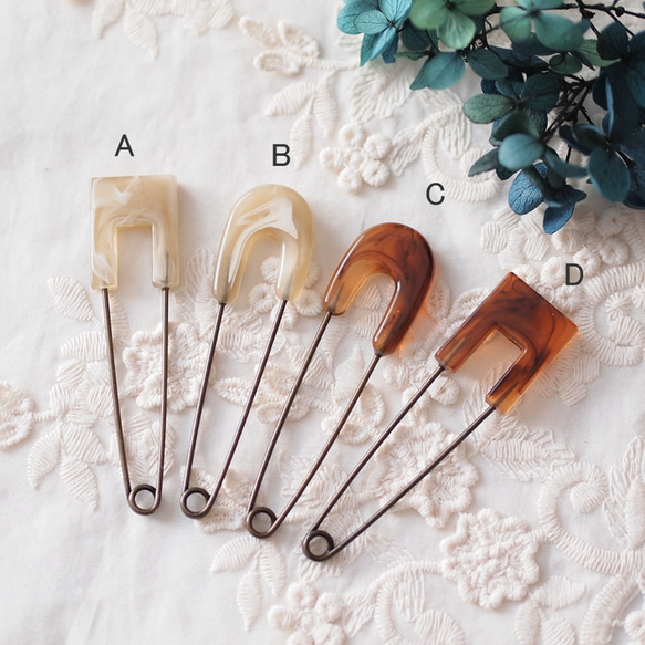 べっ甲風・キルトピン・カブトピン・ストールピン＊レトロな雰囲気がかわいいです 2枚目の画像