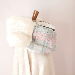 【受注製作】うっすらチェックとふんわりギンガムのスヌード 2枚目の画像