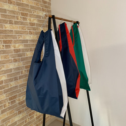 <One off>Colorful Nylon Eco Bag / Navy x White 1枚目の画像