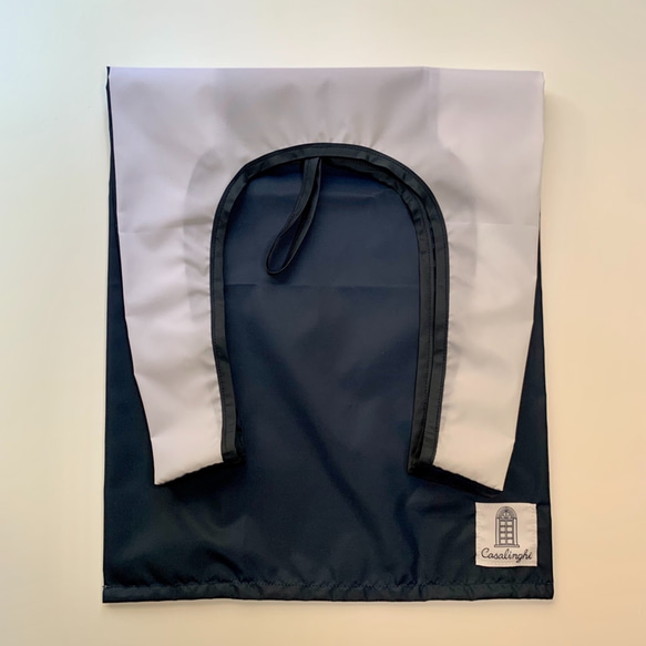 <One off>Colorful Nylon Eco Bag / Navy x White 2枚目の画像