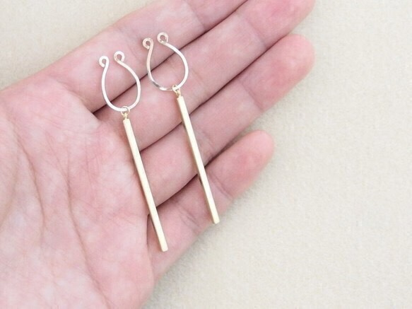 [14kgf] Brass sticks : oval ear clips 第2張的照片