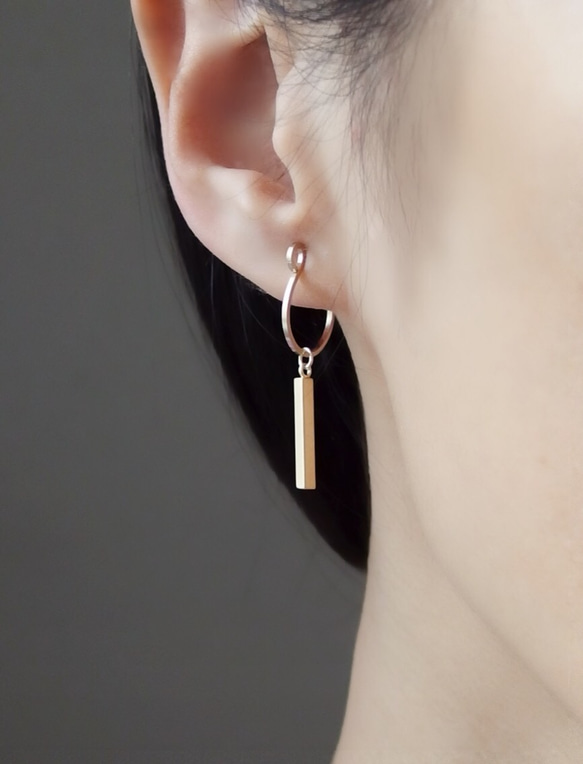 [14kgf] Short brass sticks : oval ear clips 第1張的照片