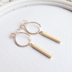 [14kgf] Short brass sticks : oval ear clips 第2張的照片