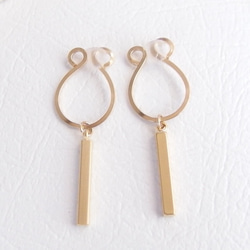 [14kgf] Short brass sticks : oval ear clips 第3張的照片