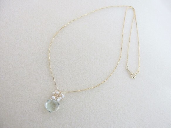 [14kgf] 2WAY Green amethyst : heart shape 第3張的照片