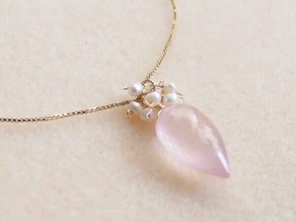 [14kgf] 2WAY Rose Quartz : box chain 3枚目の画像