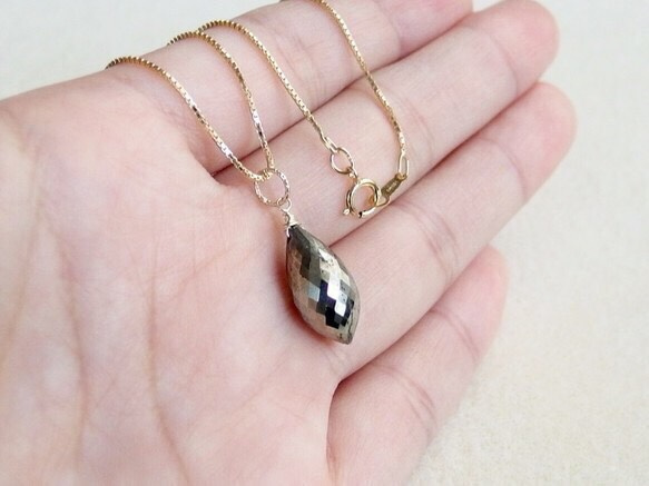 [14kgf] Dew drop Pyrite : 2WAY box chain 第3張的照片