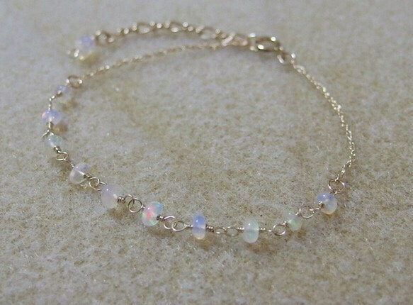 [14kgf] Half precious opal bracelet 5枚目の画像