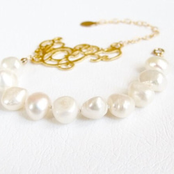 [14kgf] Filigree pearl bracelet 第4張的照片