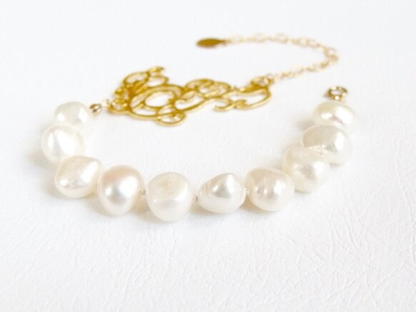 [14kgf] Filigree pearl bracelet 第4張的照片