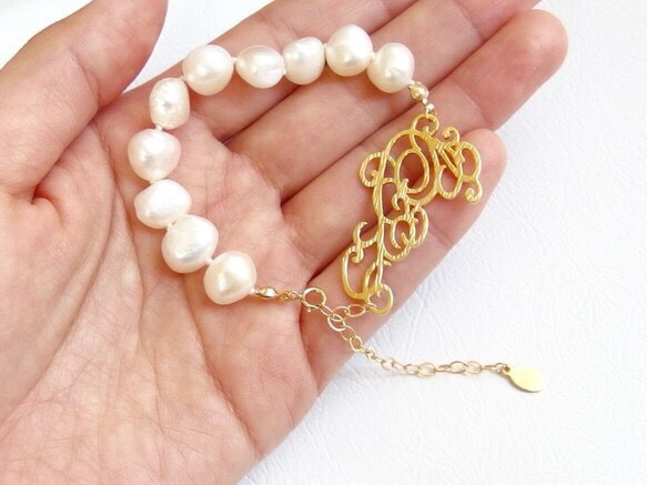 [14kgf] Filigree pearl bracelet 第5張的照片