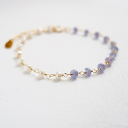 [14kgf] Tanzanite × pearl bracelet 1枚目の画像