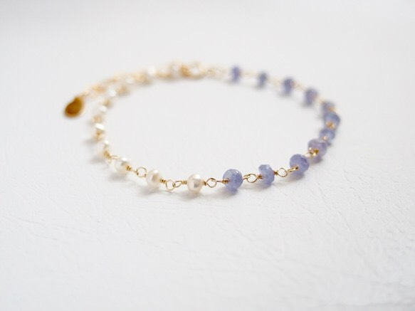 [14kgf] Tanzanite × pearl bracelet 1枚目の画像