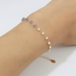 [14kgf] Tanzanite × pearl bracelet 4枚目の画像