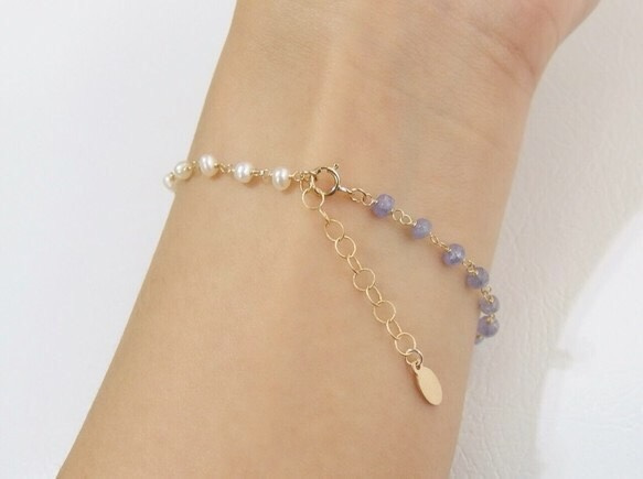 [14kgf] Tanzanite × pearl bracelet 5枚目の画像