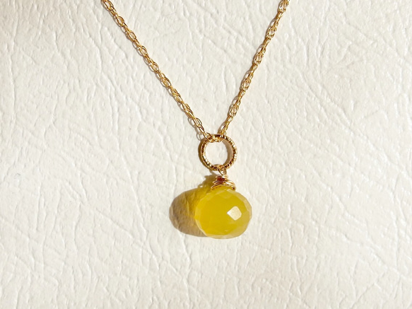 [14kgf] Yellow chalcedony necklace top 2枚目の画像