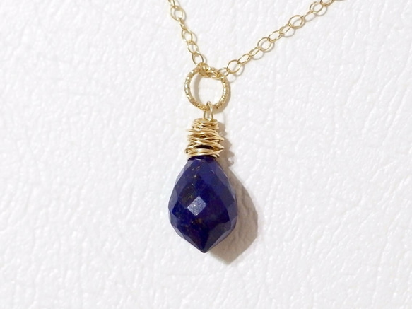 [14kgf] Wire wrapped necklace top : Lapis lazuli 1枚目の画像