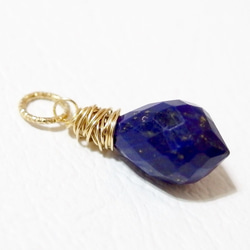 [14kgf] Wire wrapped necklace top : Lapis lazuli 2枚目の画像