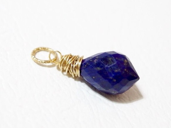 [14kgf] Wire wrapped necklace top : Lapis lazuli 2枚目の画像