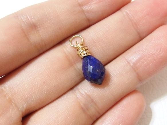 [14kgf] Wire wrapped necklace top : Lapis lazuli 第3張的照片