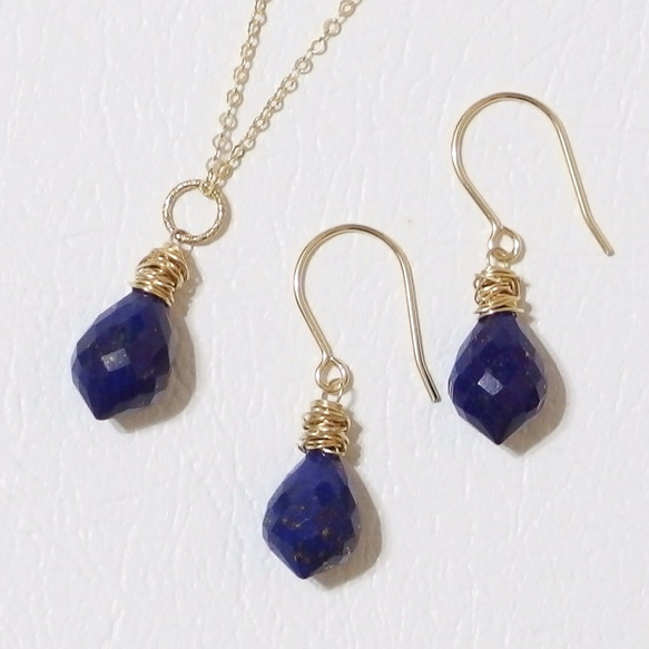 [14kgf] Wire wrapped necklace top : Lapis lazuli 第4張的照片