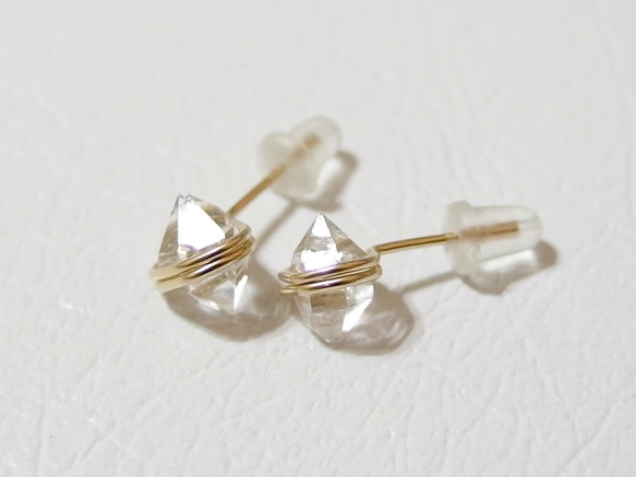 [14kgf] Herkimer diamond studs 2枚目の画像