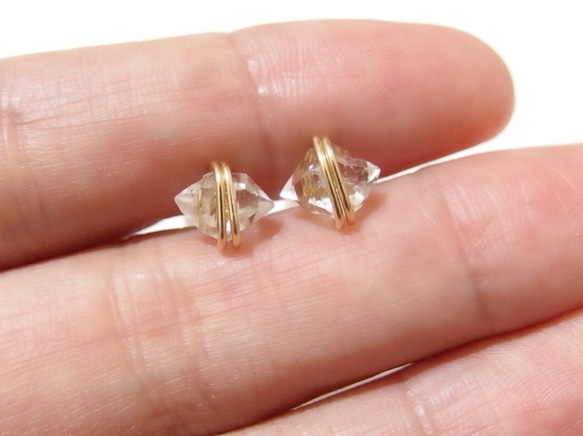 [14kgf] Herkimer diamond studs 4枚目の画像