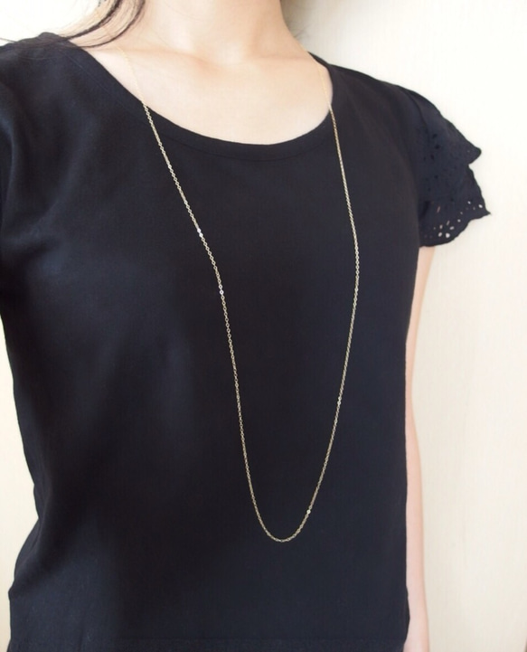 [14kgf] Flat cable chain long necklace 100cm 1枚目の画像