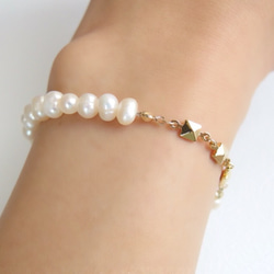 [14kgf/18kgf] Square × Pearl bracelet 4枚目の画像