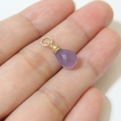 [14kgf] Wire wrapped necklace top : lavender chalcedony 3枚目の画像