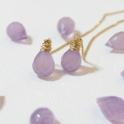 [14kgf] Wire wrapped threader : Lavender chalcedony 第1張的照片
