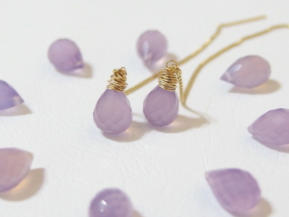 [14kgf] Wire wrapped threader : Lavender chalcedony 第1張的照片