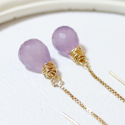 [14kgf] Wire wrapped threader : Lavender chalcedony 第2張的照片