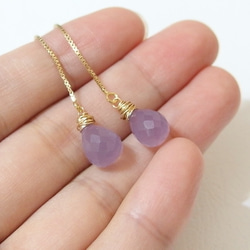 [14kgf] Wire wrapped threader : Lavender chalcedony 第3張的照片