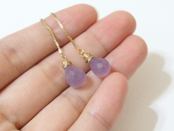 [14kgf] Wire wrapped threader : Lavender chalcedony 第3張的照片