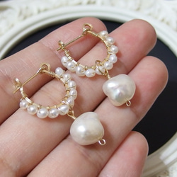 [14kgf] 2WAY Spiral gems : pearl  pierce 4枚目の画像