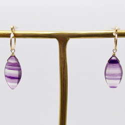 [14kgf] Multi stripe fluorite earrings : Purple 1枚目の画像