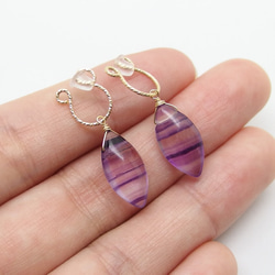 [14kgf] Multi stripe fluorite earrings : Purple 3枚目の画像