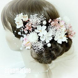 桜とかすみそうの髪飾り 1枚目の画像