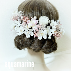 桜とかすみそうの髪飾り 2枚目の画像