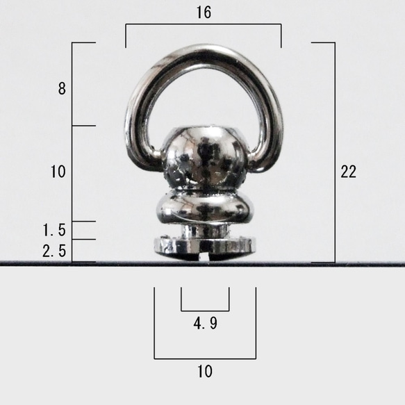 1組～6組　回転式　トチカン　ドロップハンドル　ハトメ用皿ネジ付 3枚目の画像