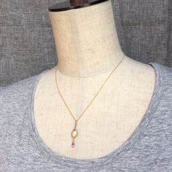[fortune]K14GF/ローズクオーツ＆宝石質サファイアのネックレス 4枚目の画像