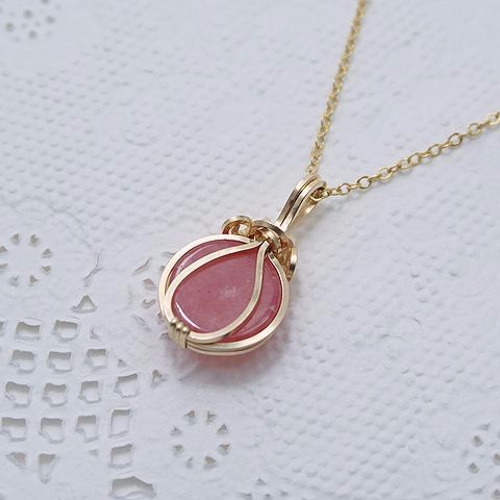 一点限／インカローズのワイヤーラッピングネックレス/14kgf