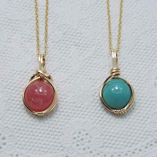 インカローズ✴ワイヤーラッピングネックレス 一点限／インカローズのワイヤーラッピングネックレス/14kgf