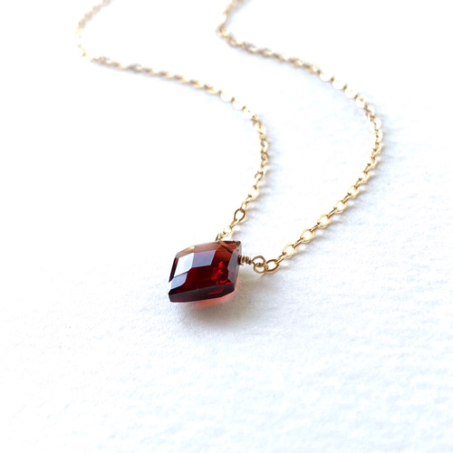 ひし形ガーネットのネックレス/14kgf/CN10118 ネックレス