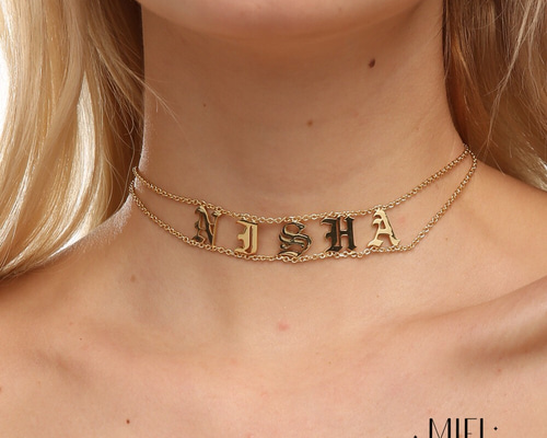 名入れ♡オールドイングリッシュ 文字 イニシャル ネックレス ゴールド 手作り 0_ab71e0382ea549680ed8cc29d0a5