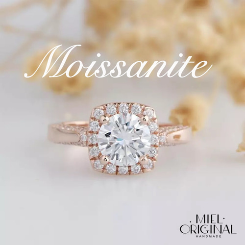 オーダーメイド モアッサナイト 刻印無料 14K 14金 ヘイロー  